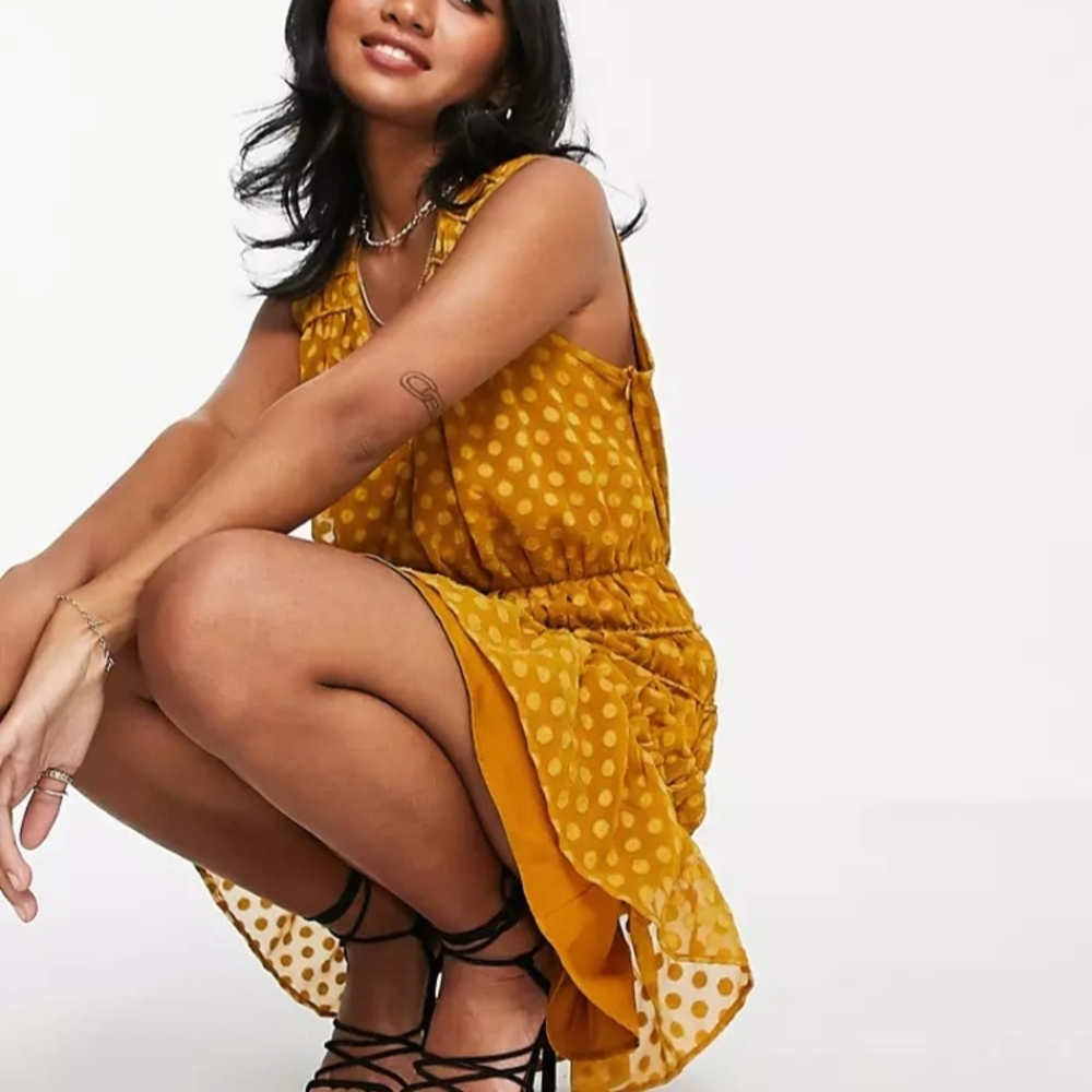 ASOS Yellow Polka Dot Dress NWOT